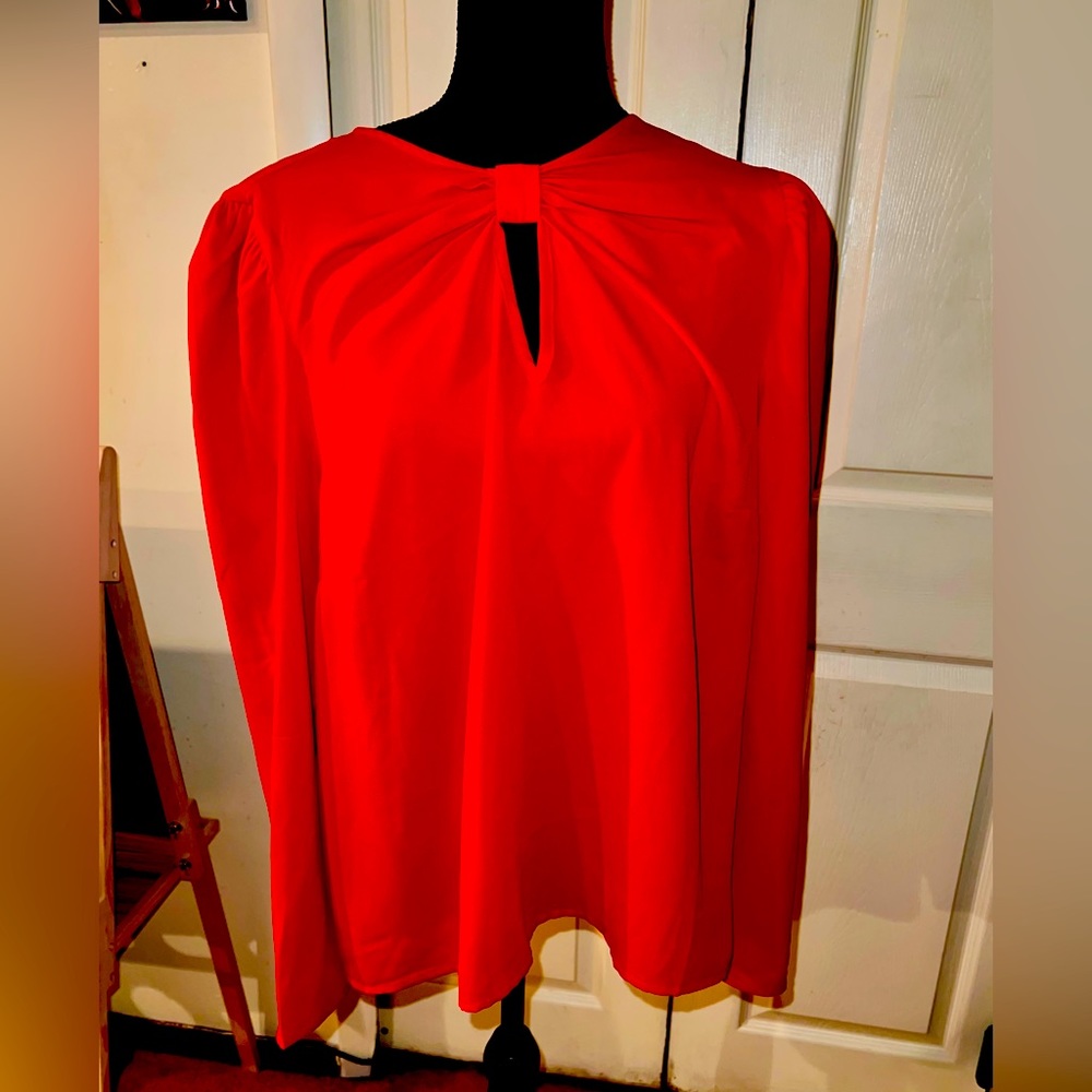 Eloquii red cut out front long sleeve top